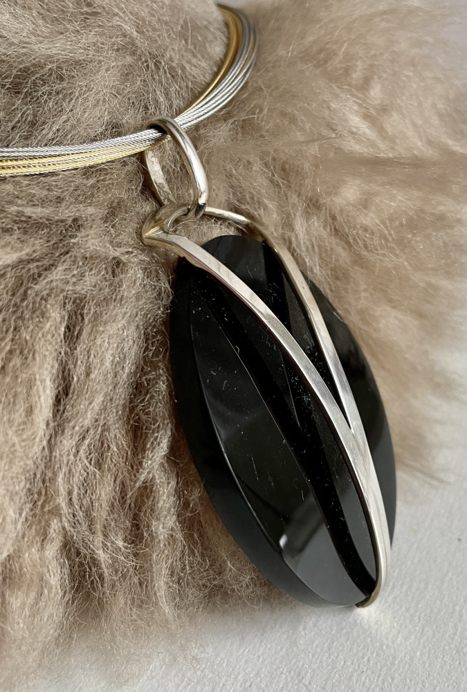 Onyx Anhänger Silber 58x45mm